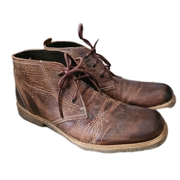 Bed Stu Mens Brown Leather Distressed Lace-Up Chukka Casual Rustic Ankle Boot 11